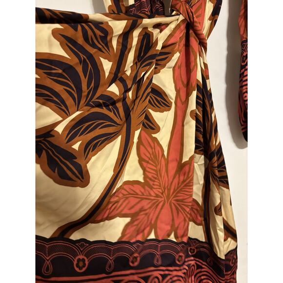 Eugenia Fernandez Maxi Dress Small Boho Wrap Midi Satin Floral Flaws - Picture 9 of 13